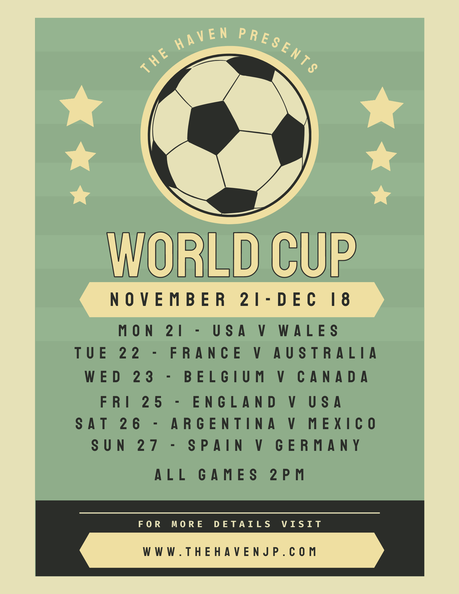 World Cup – week 1 | The Haven